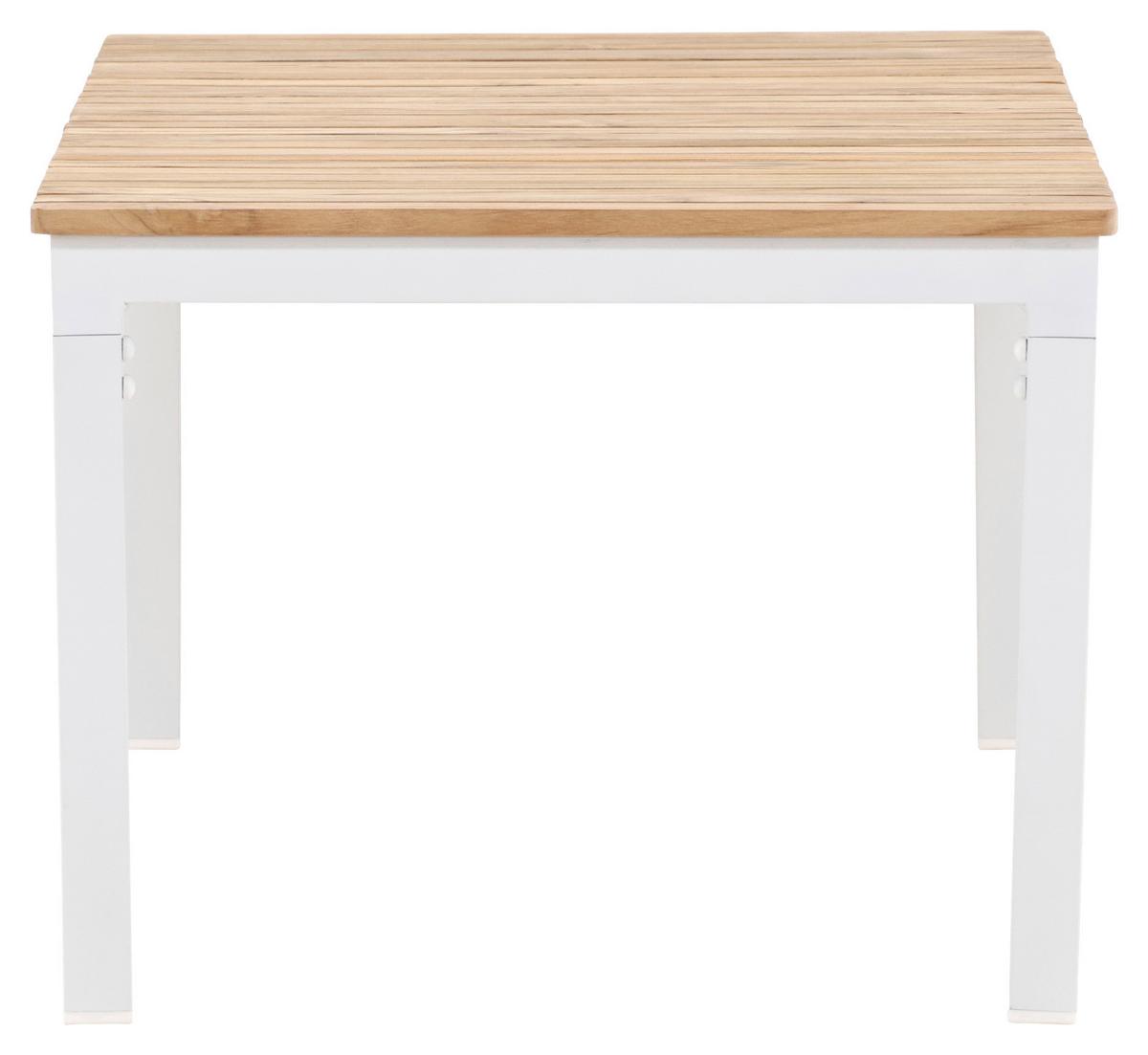 Loungetisch Brasilia - Weiß/Teakfarben, KONVENTIONELL, Holz/Metall (110/60/45cm) - Gardenson