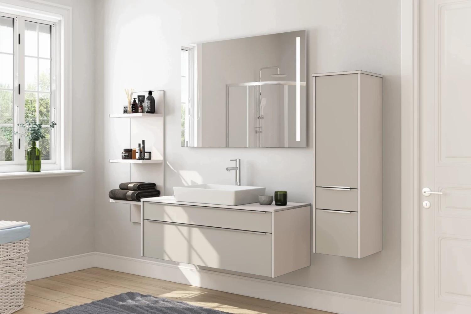 Badmöbel-set 4-tlg. Fontana B: Ca. 240 Cm Grau - Grau, Holzwerkstoff (240cm) - Vertico