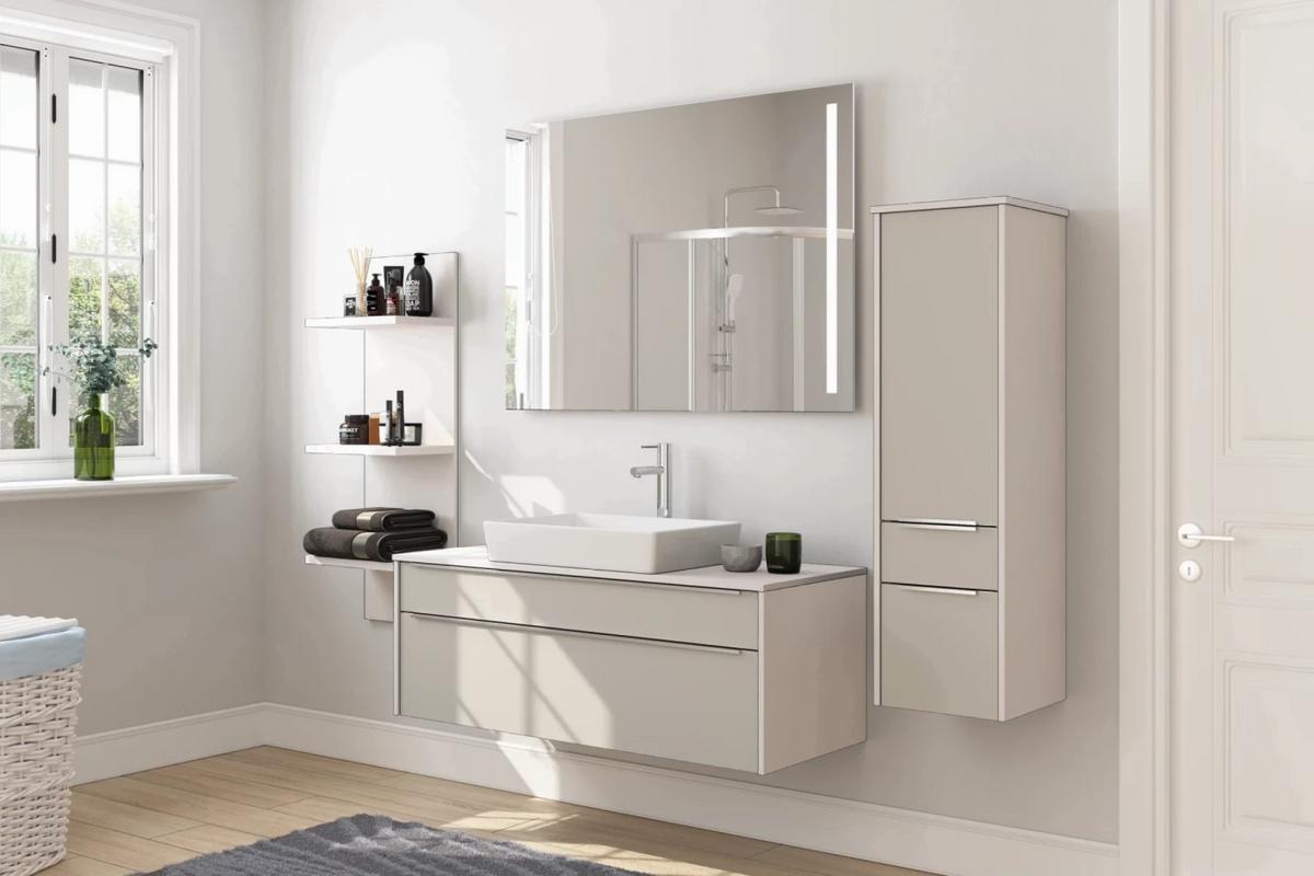 Badmöbel-set 4-tlg. Fontana B: Ca. 240 Cm Grau - Grau, Holzwerkstoff (240cm) - Vertico