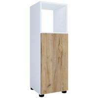 Badezimmer Unterschrank Flandu BxH 31x93 cm Weiß - Honigeiche/Schwarz, MODERN, Holzwerkstoff (31/93/30cm) - MID.YOU