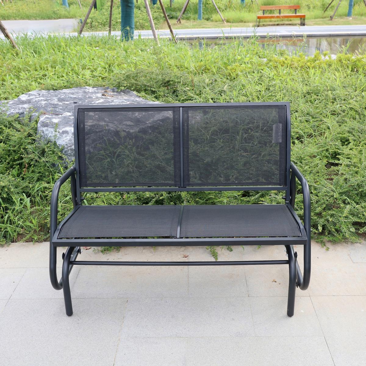 Gartenbank 2-Sitzer 1001327 - Schwarz, Basics, Metall (120/70/83cm)