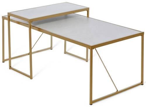 Couchtischset Glam Coffee Set - Goldfarben/Weiß, KONVENTIONELL, Holzwerkstoff/Metall (120/70/52cm) - Livetastic
