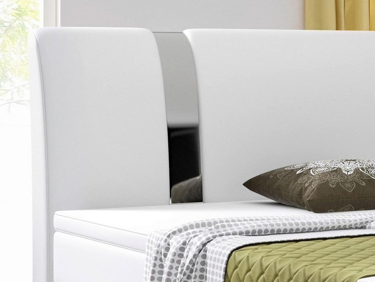 Boxspringbett Mit Topper / Matratze 180x200 Cm Riva - Silberfarben/Weiß, KONVENTIONELL, Leder/Textil (180/115/210cm) - MID.YOU