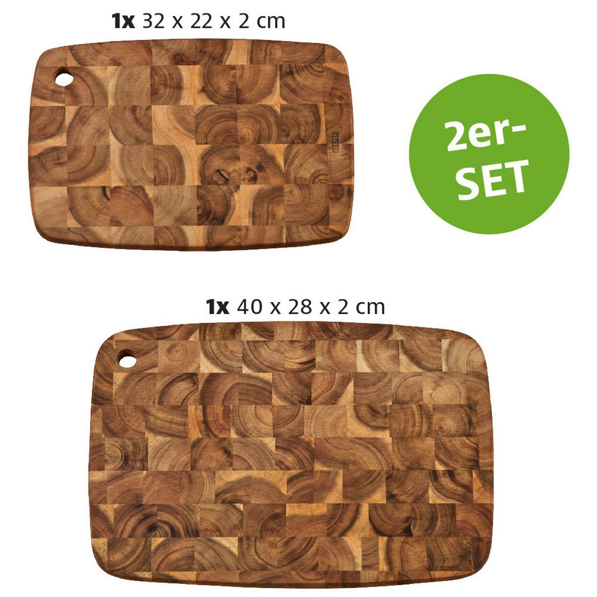 Schneidebrett-Set Braun 2-teilig - Braun, Basics, Holz - Kesper