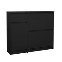 Schuhschrank Naia Schwarz, B: 108,9 cm - Schwarz, Design, Holzwerkstoff (108,9/92,9/31,5cm) - Livetastic