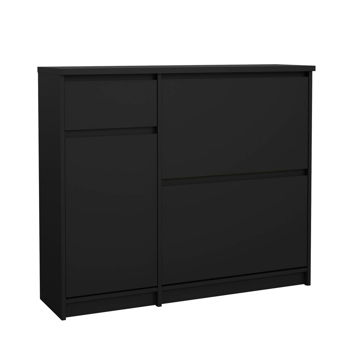 Schuhschrank Naia Schwarz, B: 108,9 cm - Schwarz, Design, Holzwerkstoff (108,9/92,9/31,5cm) - Livetastic