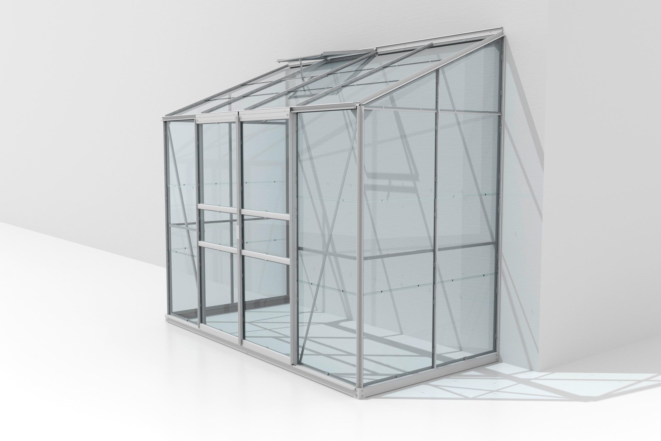 Anlehn-Gewächshausbausatz Ida 3300 Esg3mm, Alu - Alufarben, Basics, Glas/Metall (255/222/131,5cm)