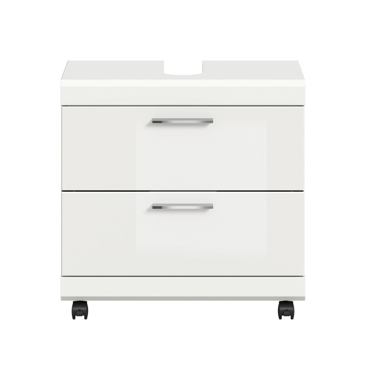 WASCHBECKENUNTERSCHRANK Scout Weiß/Weiß HG B: 60cm - Weiß Hochglanz/Schwarz, Trend, Holzwerkstoff (60/60/34cm) - MID.YOU