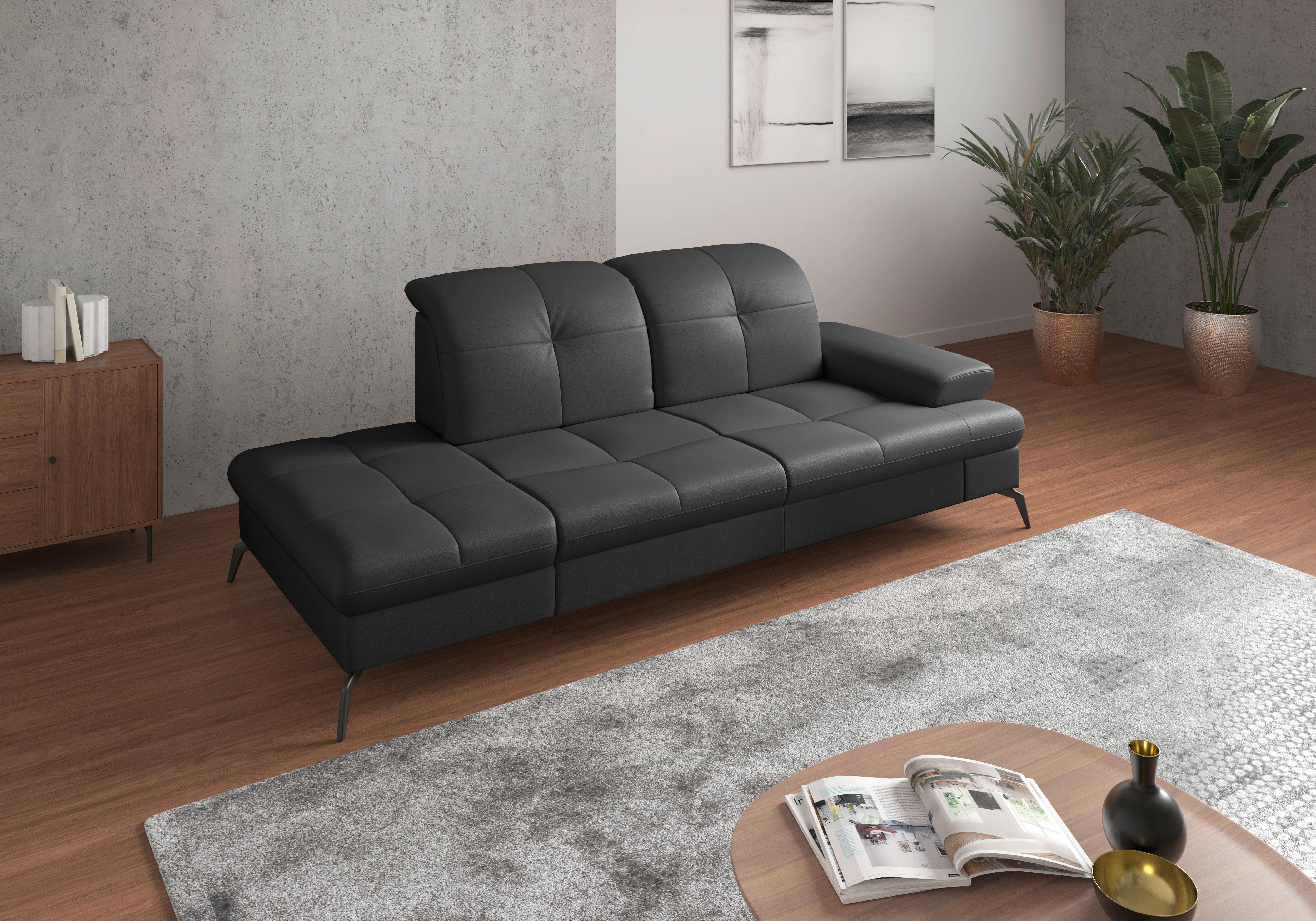 Récamiere Amica E, Schwarz B: 231 Cm - Schwarz, KONVENTIONELL, Leder/Textil (231/90/122cm) - Sit & More