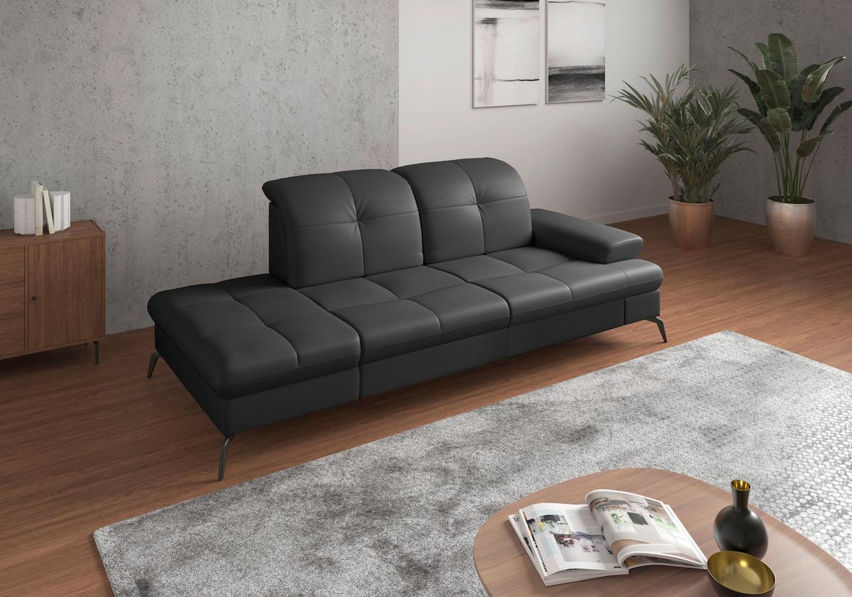 Récamiere Amica E, Schwarz B: 231 cm - Schwarz, KONVENTIONELL, Leder/Textil (231/90/122cm) - Sit & More