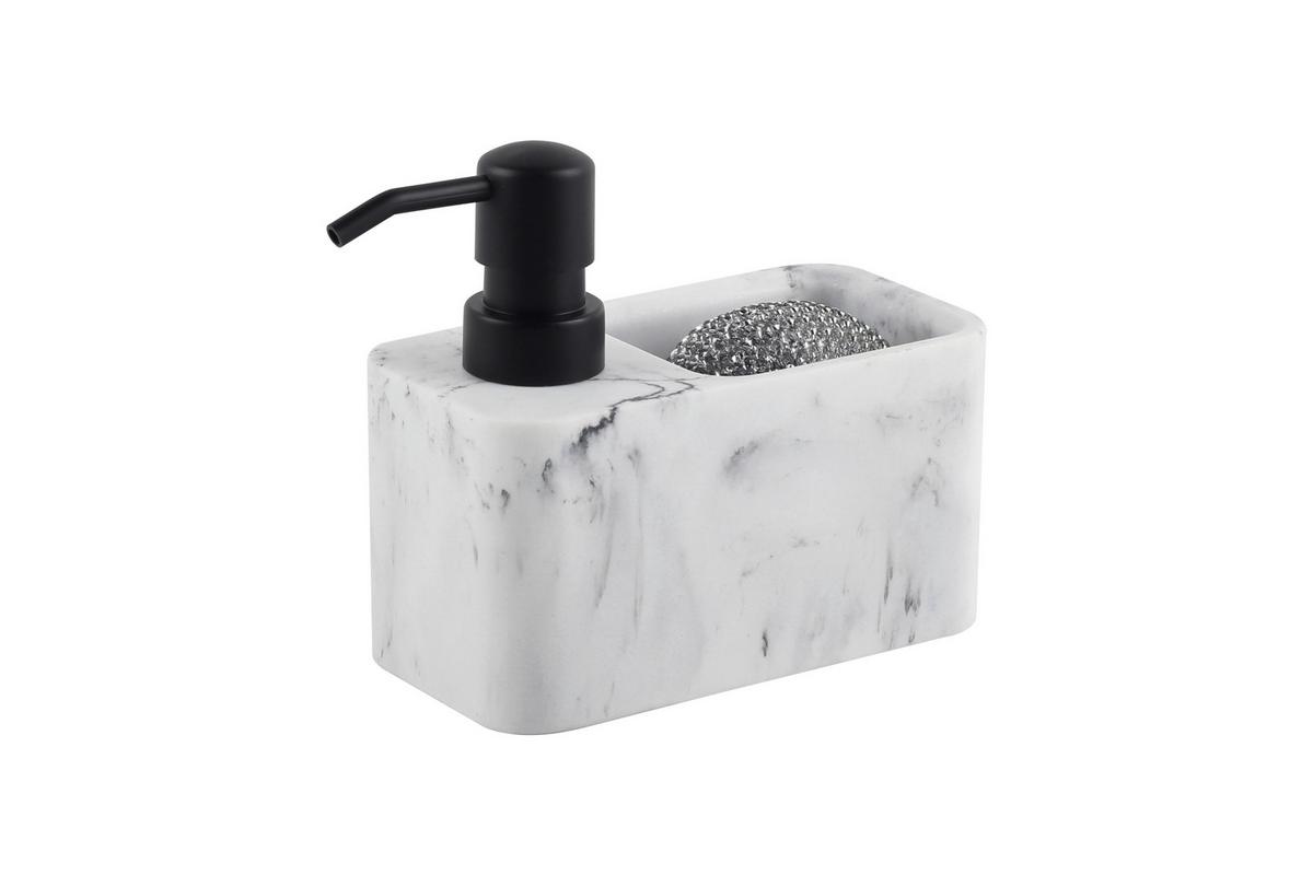 Spülmittelspender Dalia - Schwarz/Weiß, Basics, Kunststoff/Metall (14,2/13/7cm) - Luca Bessoni