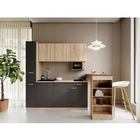 KÜCHENBLOCK Ingrid, Grau B: 180 cm - Eichefarben/Grau, Design, Holzwerkstoff (180cm) - Respekta