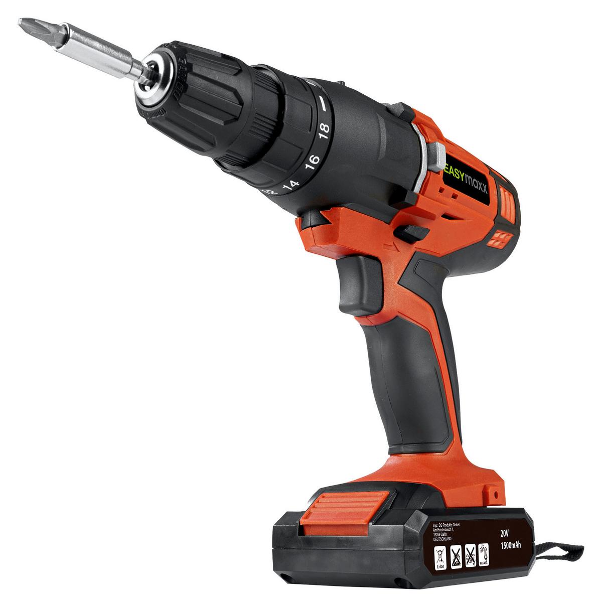 Akkuschrauber Easy Maxx 20 V, 0-550 U/Min, Rot/Schwarz - Rot/Schwarz, Basics, Kunststoff/Metall (31/11,5/41,5cm)