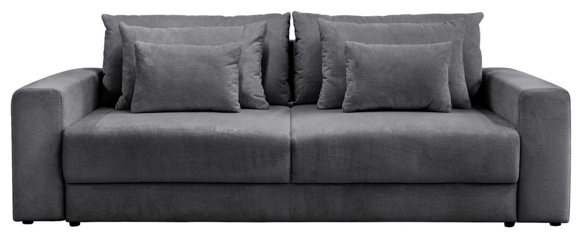 Megasofa Mega mit Bettkasten Chenille Anthrazit, B: 255cm - Anthrazit/Schwarz, Trend, Textil (255/94/126cm) - Luca Bessoni