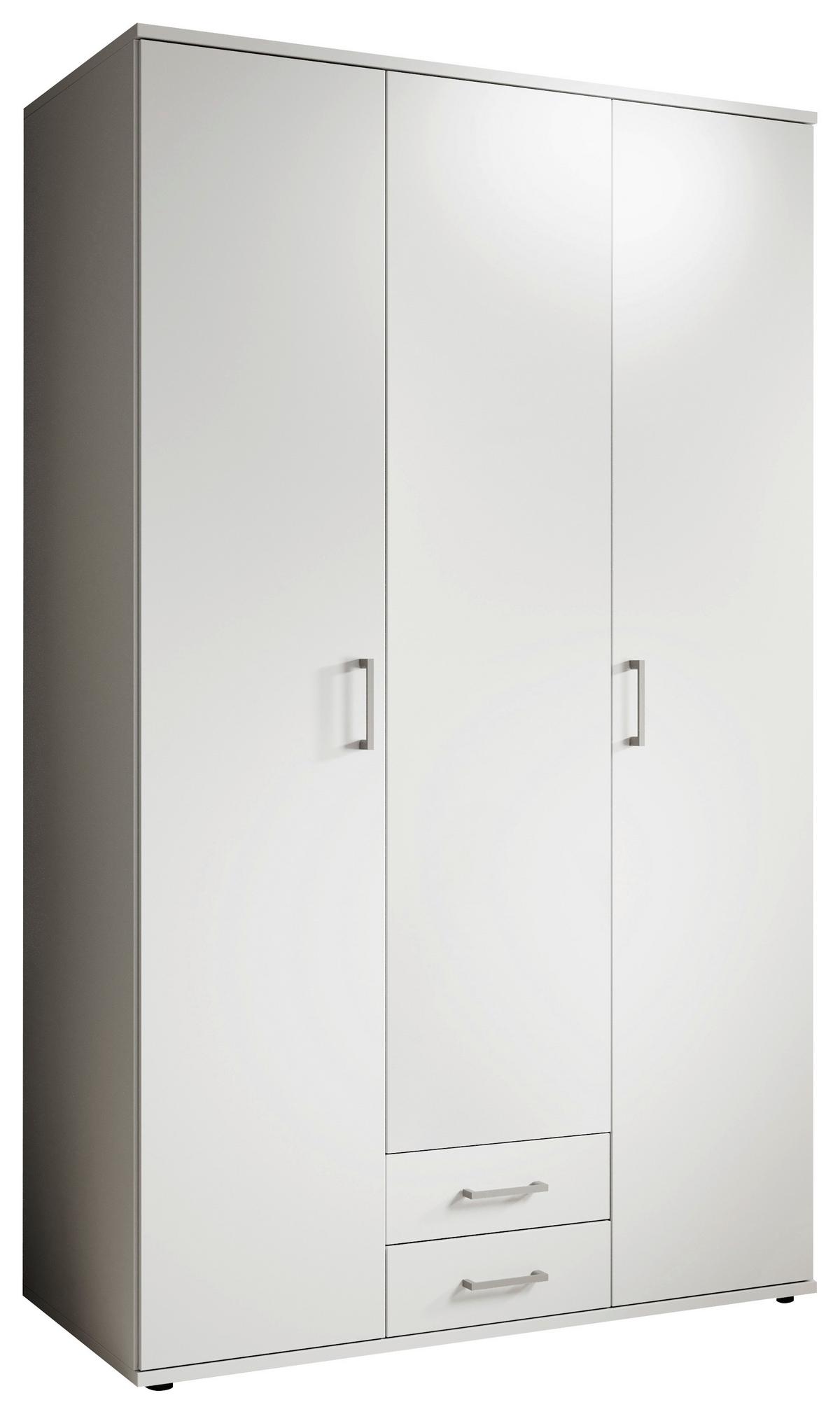 Drehtürenschrank Mit 2 Laden 120 Cm Paul, Weiß 3-Türig - Weiß, Basics, Glas/Holzwerkstoff (120/196/54cm)