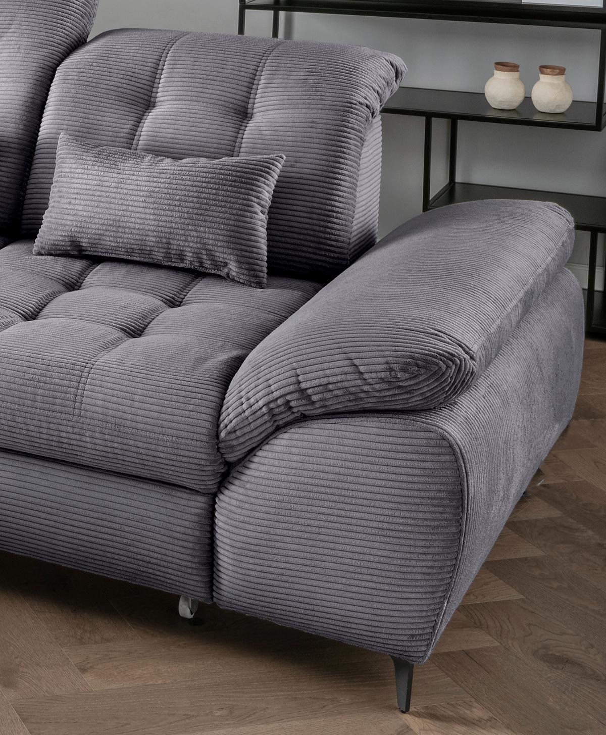Eckschlafsofa Delphino, Grau S: 189x273 cm - Schwarz/Grau, MODERN, Textil (189/273cm) - Livetastic