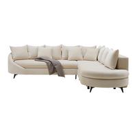 Rohová sedačka AXEL, pravá, krémová žinylka - černá/krémová, Moderní, kov/textil (291/250cm) - Mömax
