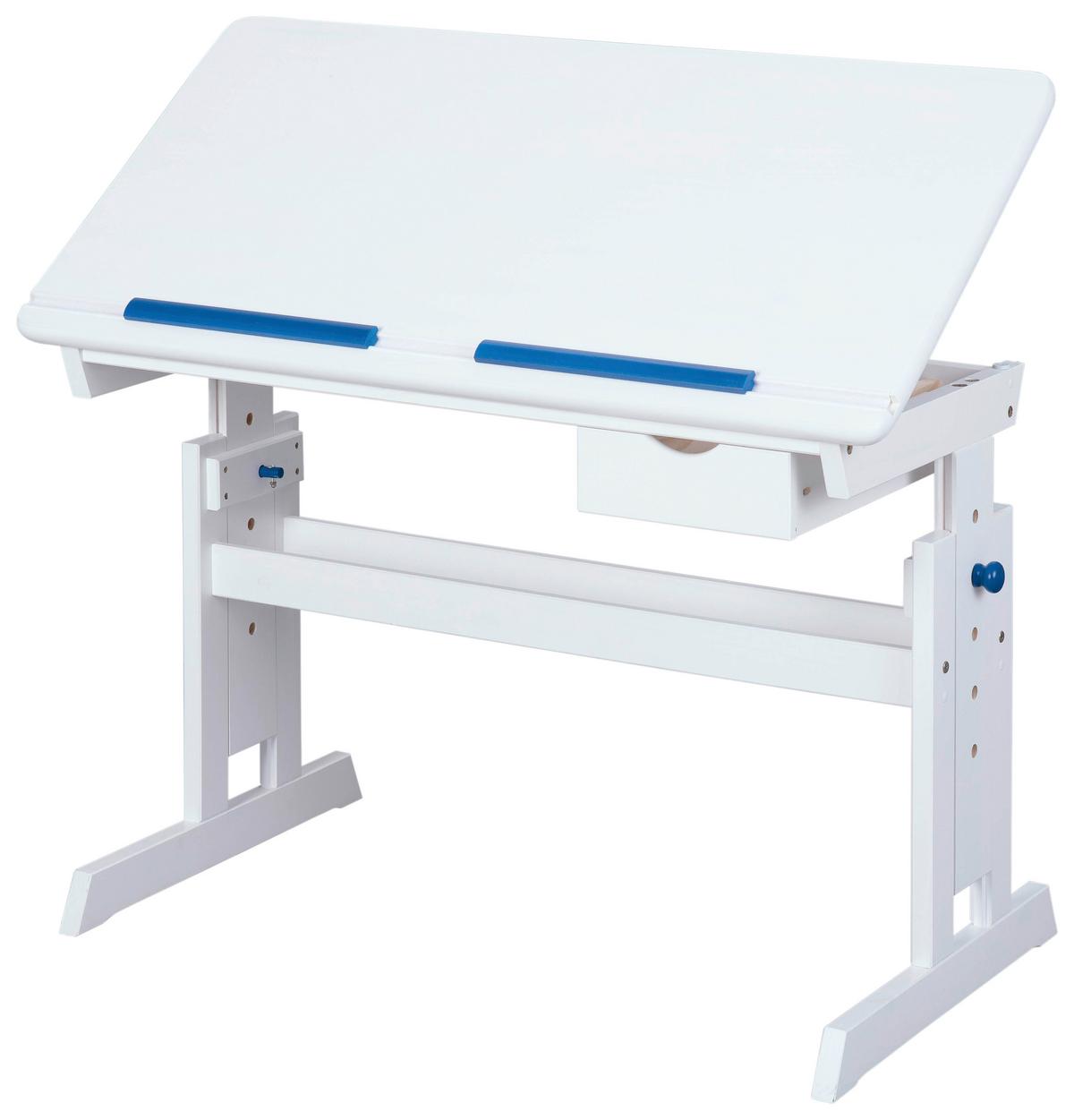 Jugendschreibtisch Mit Lade B 109 Cm H 63-96cm Baru, Weiß - Blau/Rosa, Basics, Holz/Holzwerkstoff (109/55/63-96cm) - MID.YOU