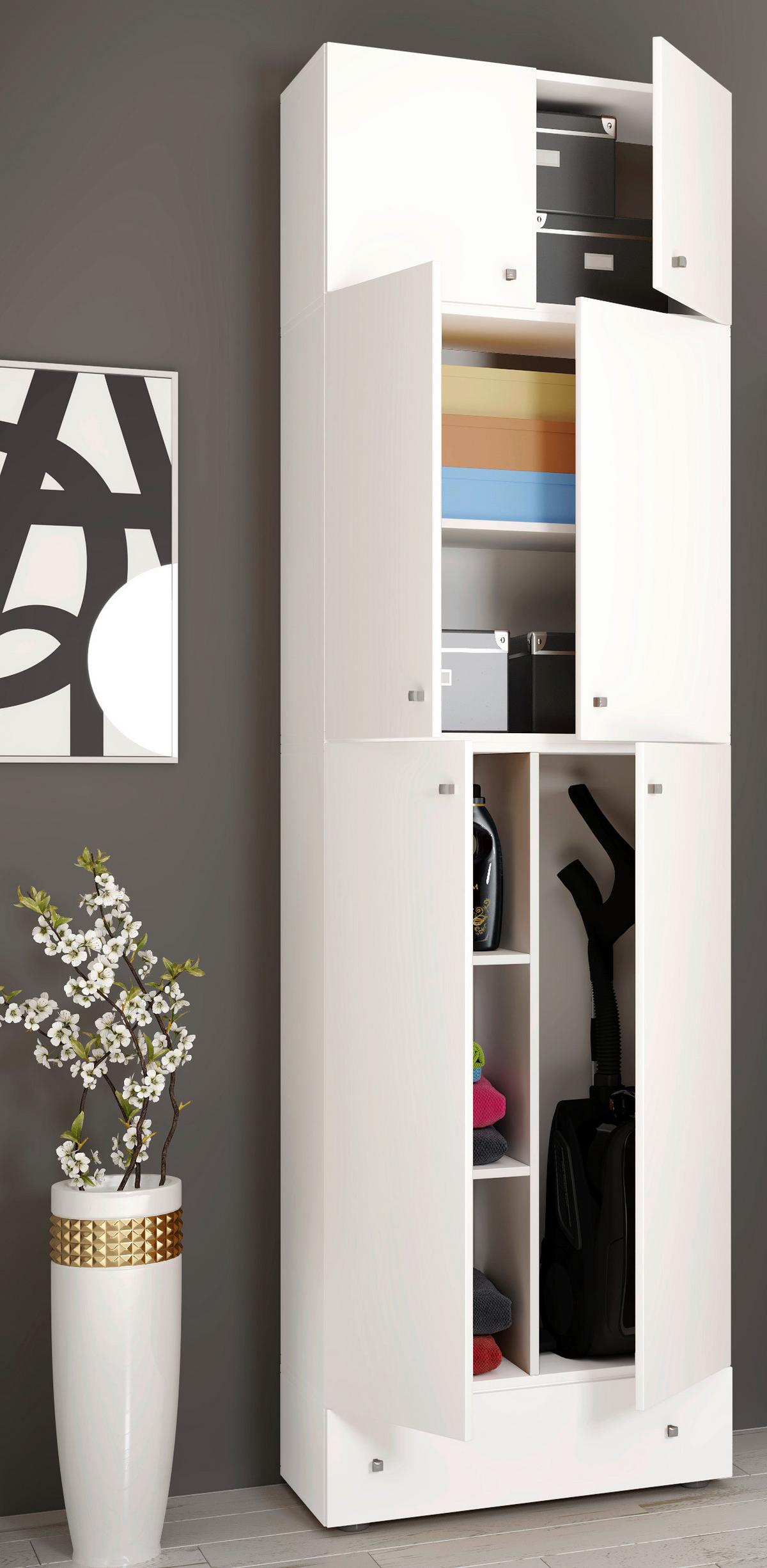 Mehrzweckschrank Lona Xxl Weiß Stehend Bxh: 70x240 Cm - Schwarz/Weiß, MODERN, Holzwerkstoff (70/240/39cm) - MID.YOU