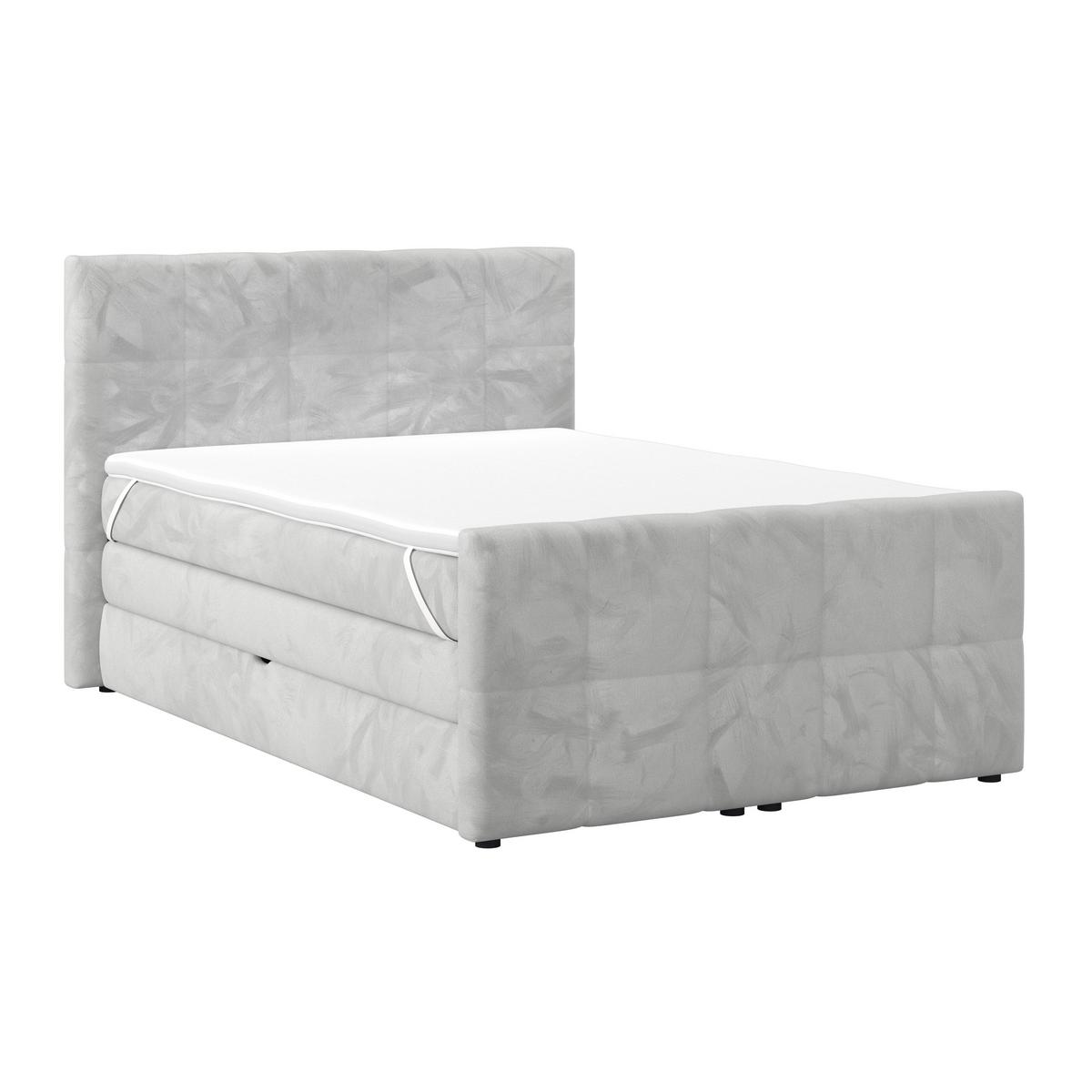 Boxspringbett mit Topper und Bettkasten 140x200 cm Medino - Hellgrau, KONVENTIONELL, Holz/Holzwerkstoff (140/200cm) - Luca Bessoni