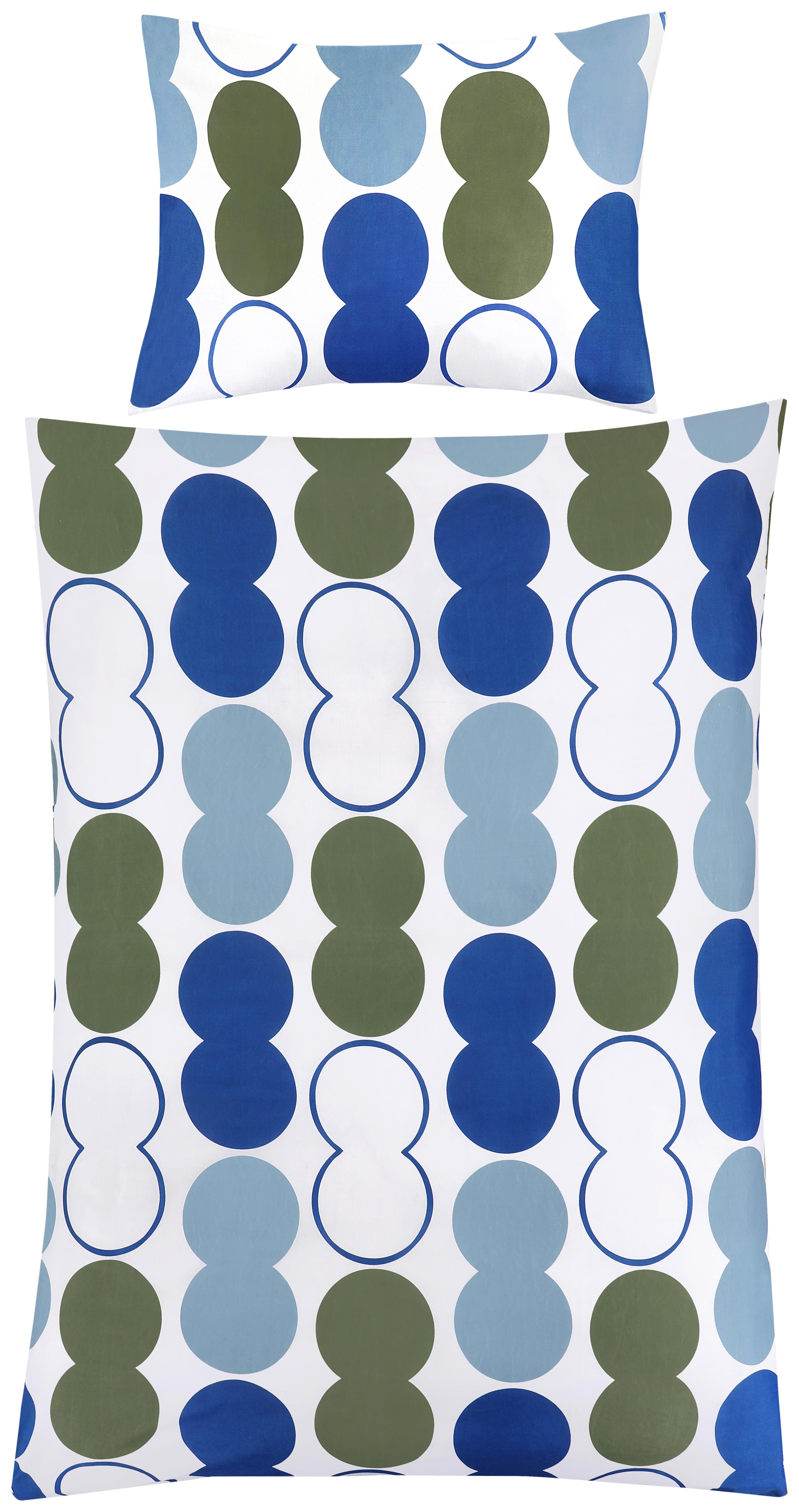 Ágyneműhuzat-garnitúra Fiona - olívazöld/pasztellkék, Modern, textil - Luca Bessoni