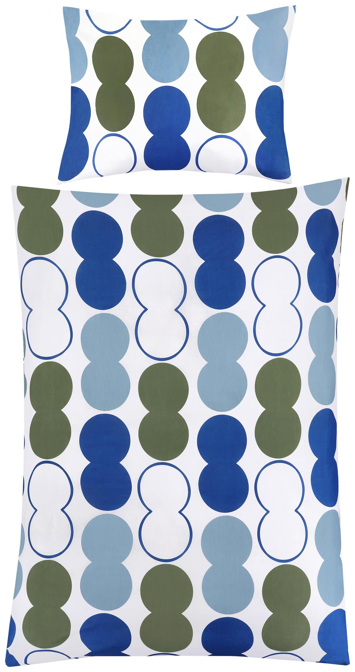 Ágyneműhuzat-garnitúra Fiona - olívazöld/pasztellkék, Modern, textil - Luca Bessoni