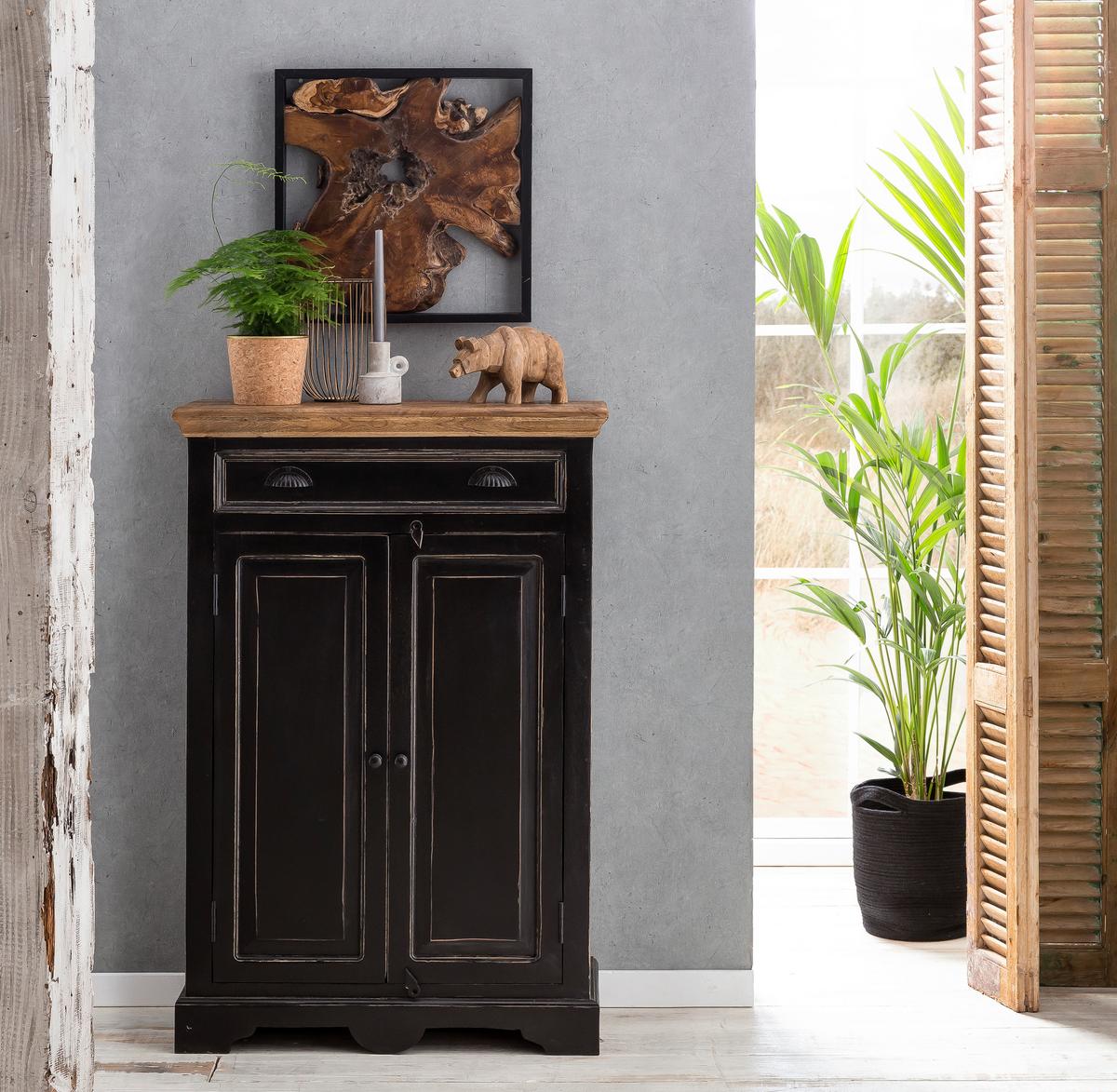 HIGHBOARD Honig/Schwarz B: 80cm - Schwarz/Honig, Design, Holz/Holzwerkstoff (80/120/38cm) - MID.YOU