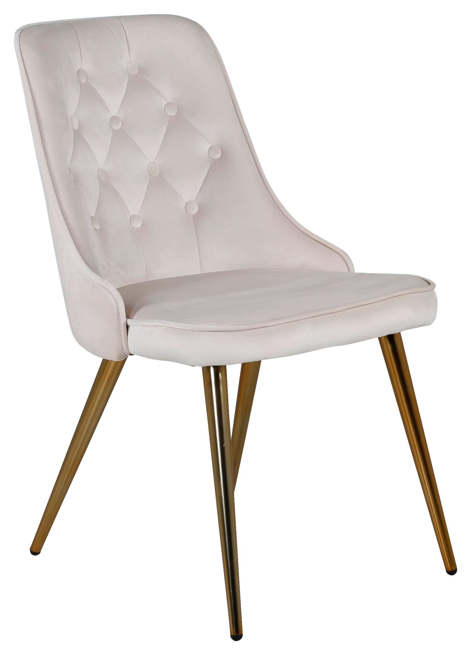 Stuhl-Set Velvet Deluxe - Beige/Messingfarben, Design, Textil/Metall (50/88.5/66cm) - Livetastic