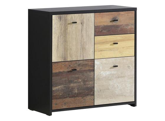 Kommode Sanne - Eichefarben/Schwarz, MODERN, Holzwerkstoff/Kunststoff (77,2/77,5/29,6cm) Kommode Sanne - Eichefarben/Schwarz, MODERN, Holzwerkstoff/Kunststoff (77,2/77,5/29,6cm)