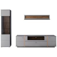 Wohnkombination Teilmassiv 3-Tlg. Sevilla Grau/eiche - Eichefarben/Schwarz, Design, Glas/Holzwerkstoff (276/207/50cm) - MID.YOU