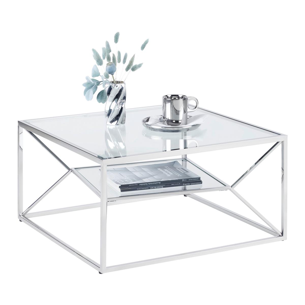 KONFERENČNÝ STOLÍK ANGEL II - chrómová, Modern, kov/sklo (70/70/38cm) - Mömax