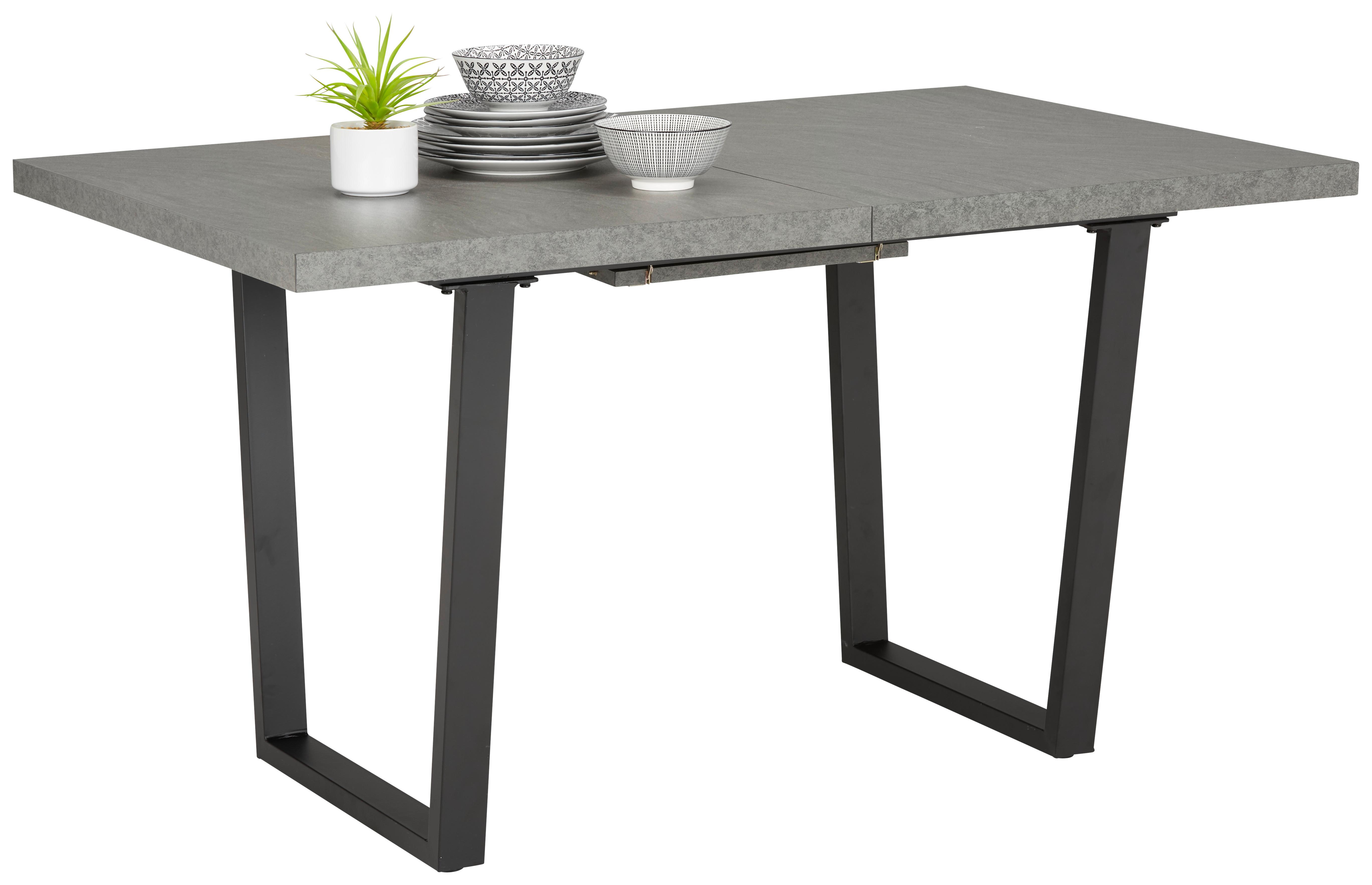 Rozkladací Jídelní Stůl Nils, 140-180x85cm, Tmavě Šedý - černá/tmavě šedá, Moderní, kov/kompozitní dřevo (140-180/85/76cm) - Modern Living