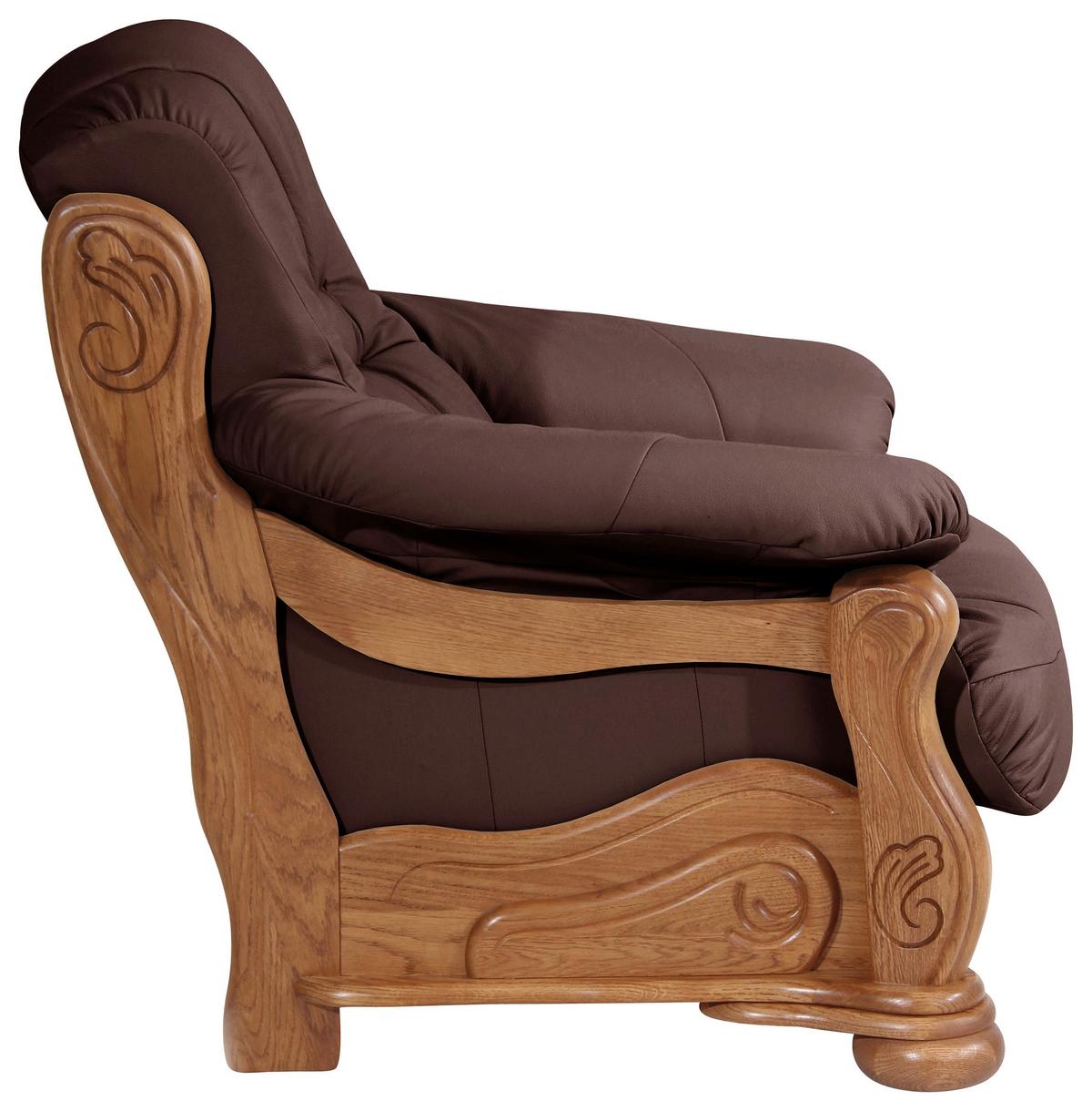 Polstersessel Mit Armlehnen Tennessee Echtleder Dunkelrot - Eichefarben/Dunkelrot, LIFESTYLE, Leder/Holz (104/95/95cm) - Max Winzer