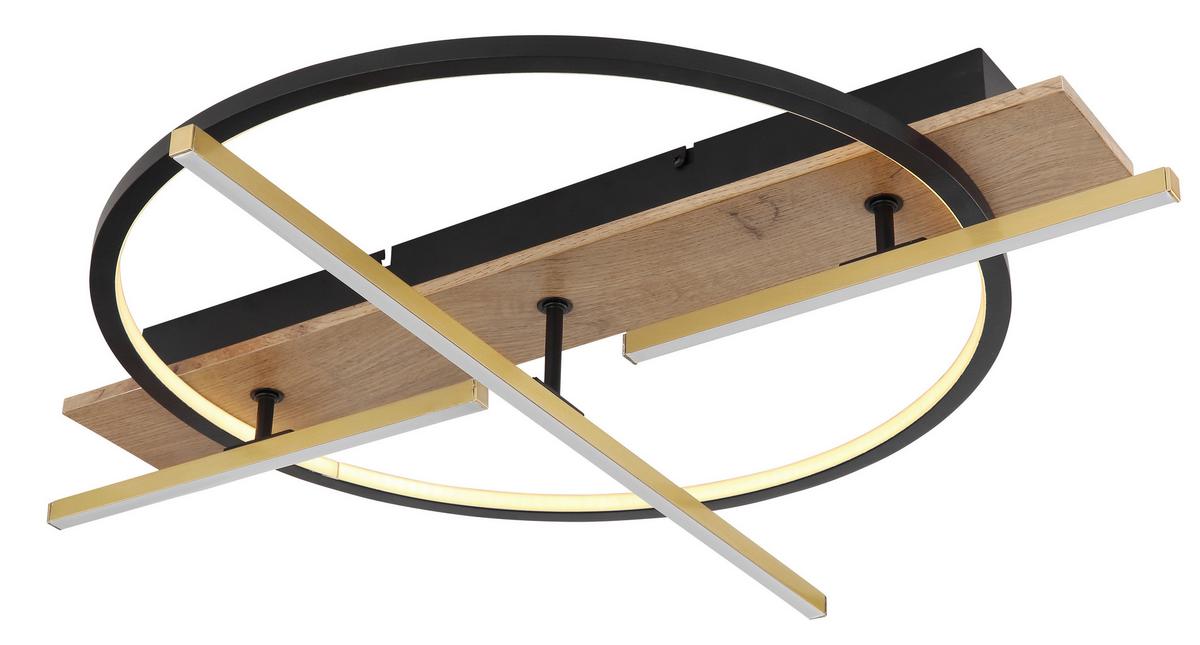 Led Mennyezeti Lámpa 67295d1 - sötétbarna/fekete, Design, műanyag/faalapú anyag (70/60/11,5cm) - Globo