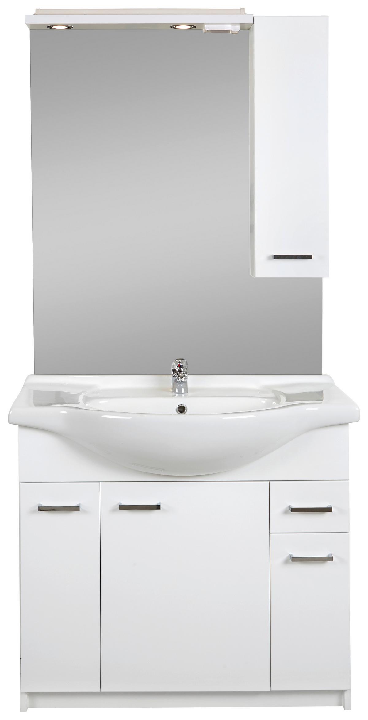 Badezimmer Fiola Weiß Hochglanz B: 166,8 Cm - Weiß Hochglanz/Weiß, KONVENTIONELL, Keramik/Holzwerkstoff (166,8/192/49cm)