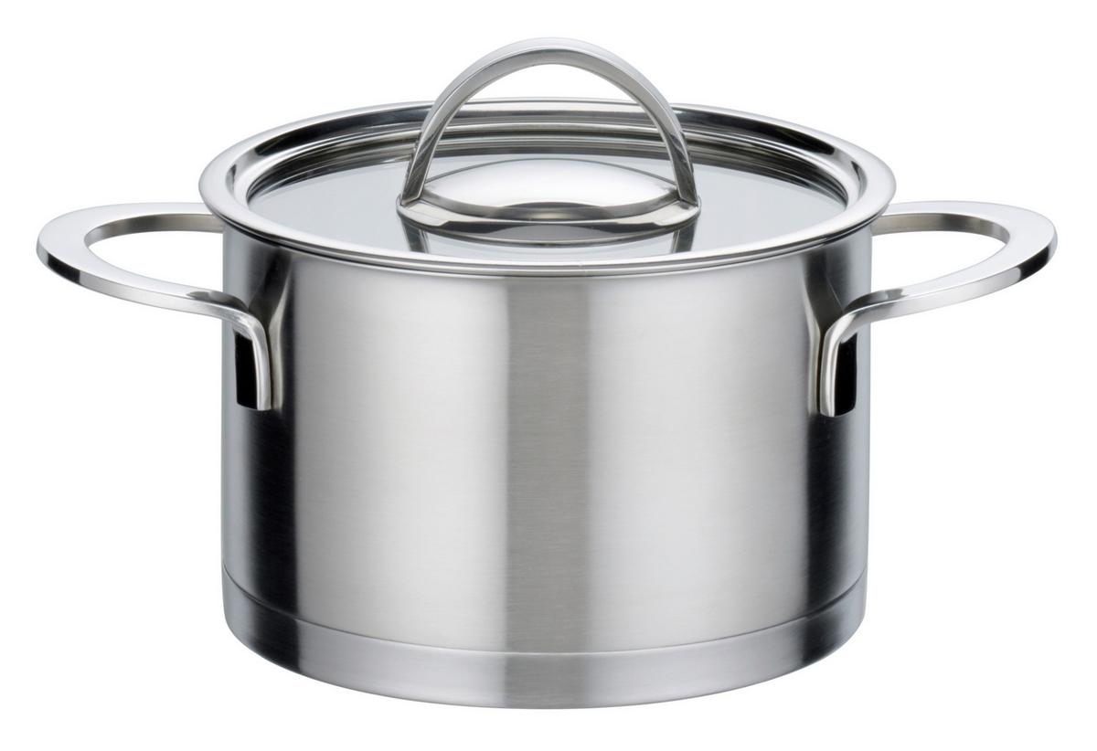 Kochtopfset Edelstahlfarben - Klar/Edelstahlfarben, Basics, Glas/Metall - GSW