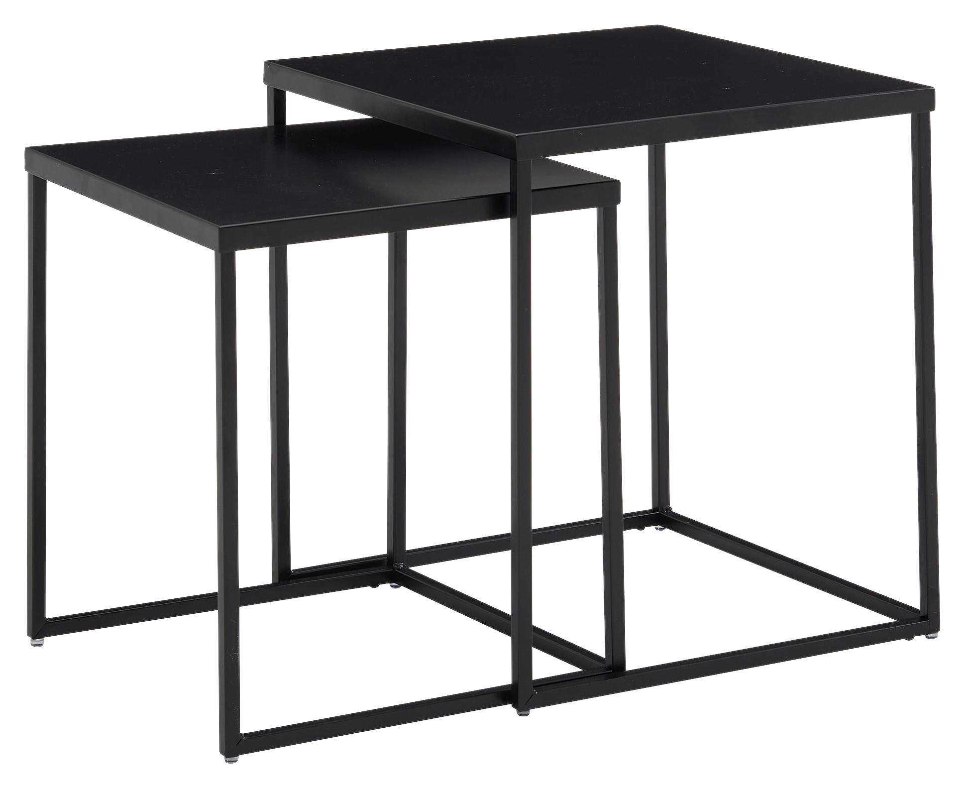 Sada zasúvacích stolíkov - 2 ks - čierna, Modern, kov (40/40/45cm) - MID.YOU