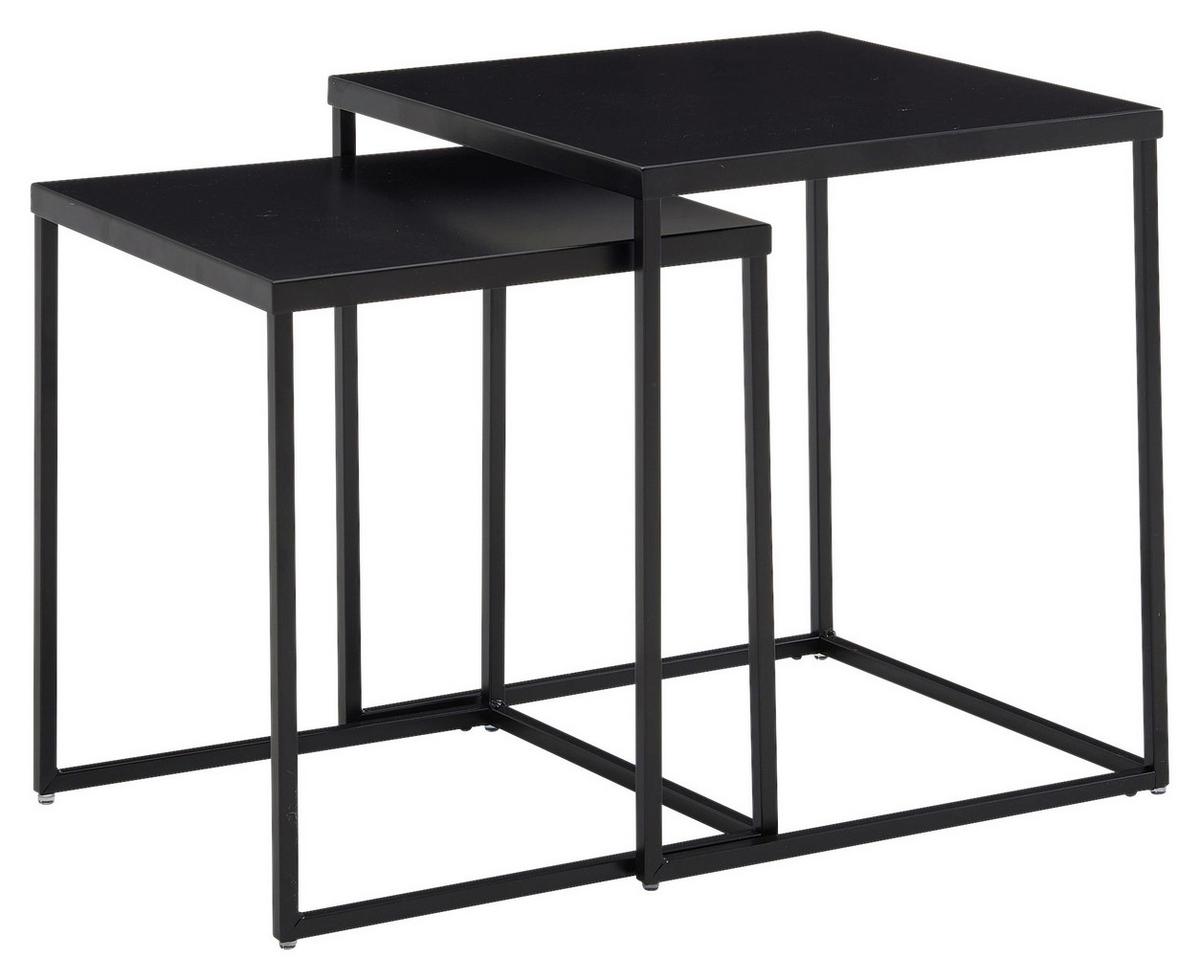 Sada zasouvacích stolků - 2 ks - černá, Moderní, kov (40/40/45cm) - MID.YOU