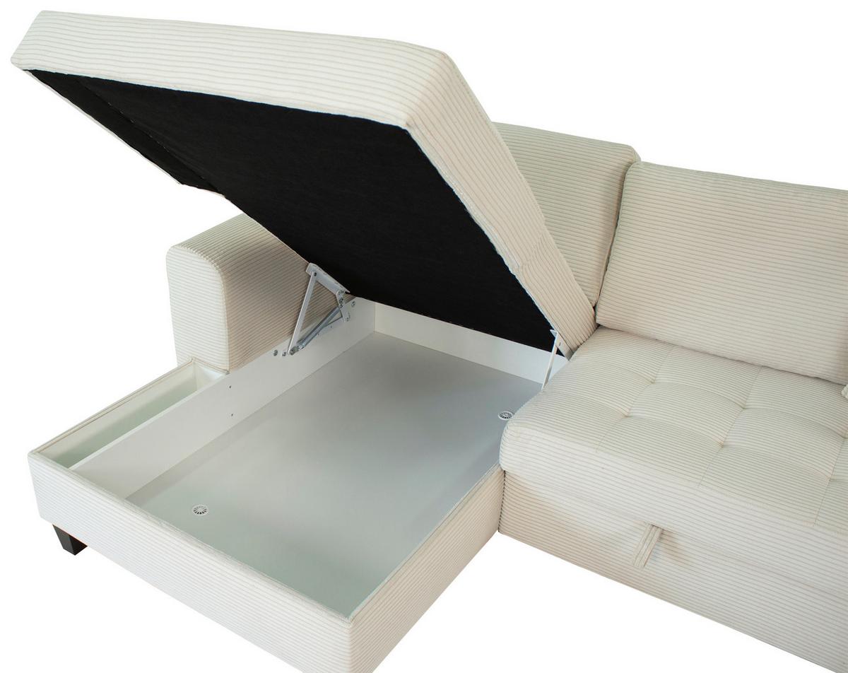 Ecksofa Moritz Creme S: ca. 155x265 cm - Creme, Trend, Textil (155/265cm)