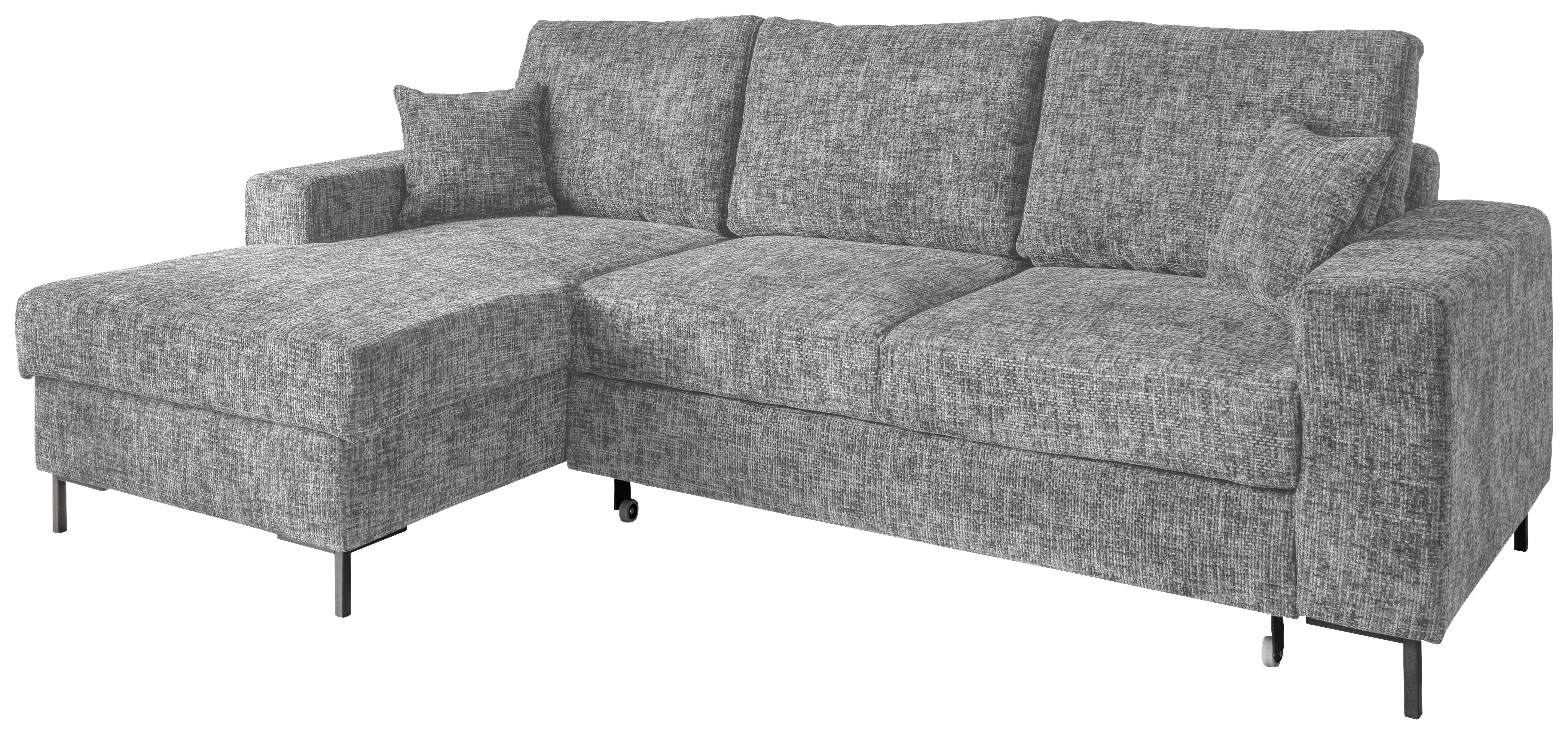 Eckschlafsofa Zona Silberfarben S: 143x237 Cm - Silberfarben/Schwarz, KONVENTIONELL, Textil (143/237cm) - Livetastic