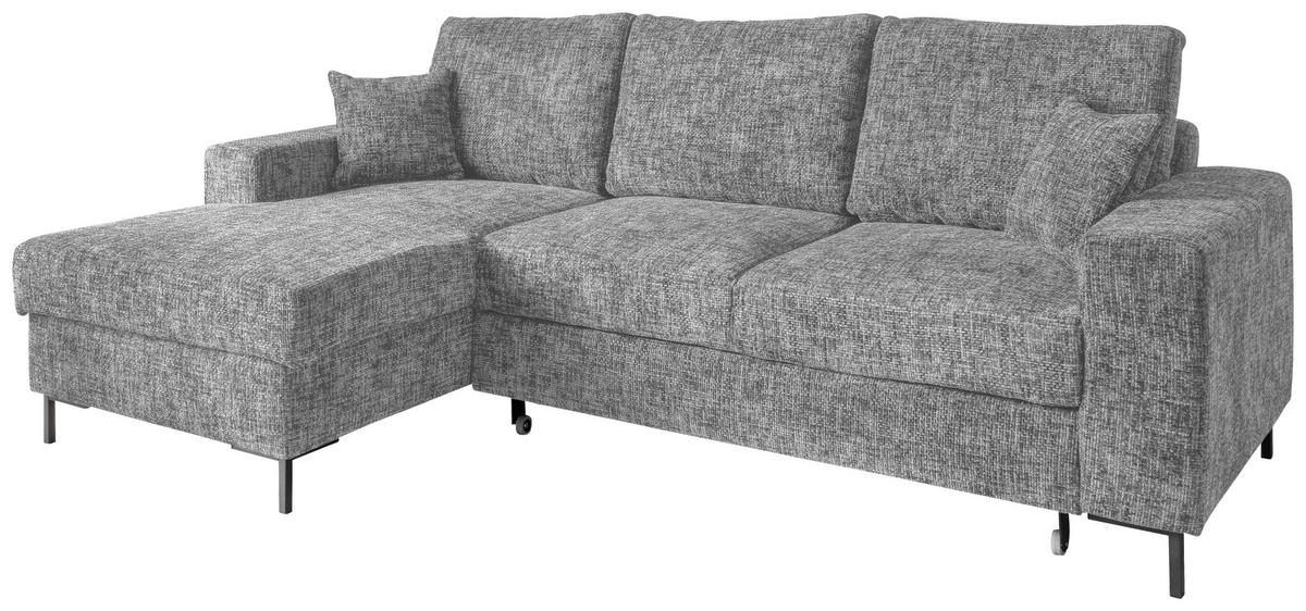 Eckschlafsofa Zona Silberfarben S: 143x237 Cm - Silberfarben/Schwarz, KONVENTIONELL, Textil (143/237cm) - Livetastic