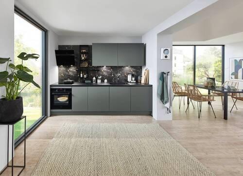 Küchenzeile Eastbourne ohne Geräte B: 290 cm Mineralgrün - Basics, Holzwerkstoff (290cm) - Vertico
