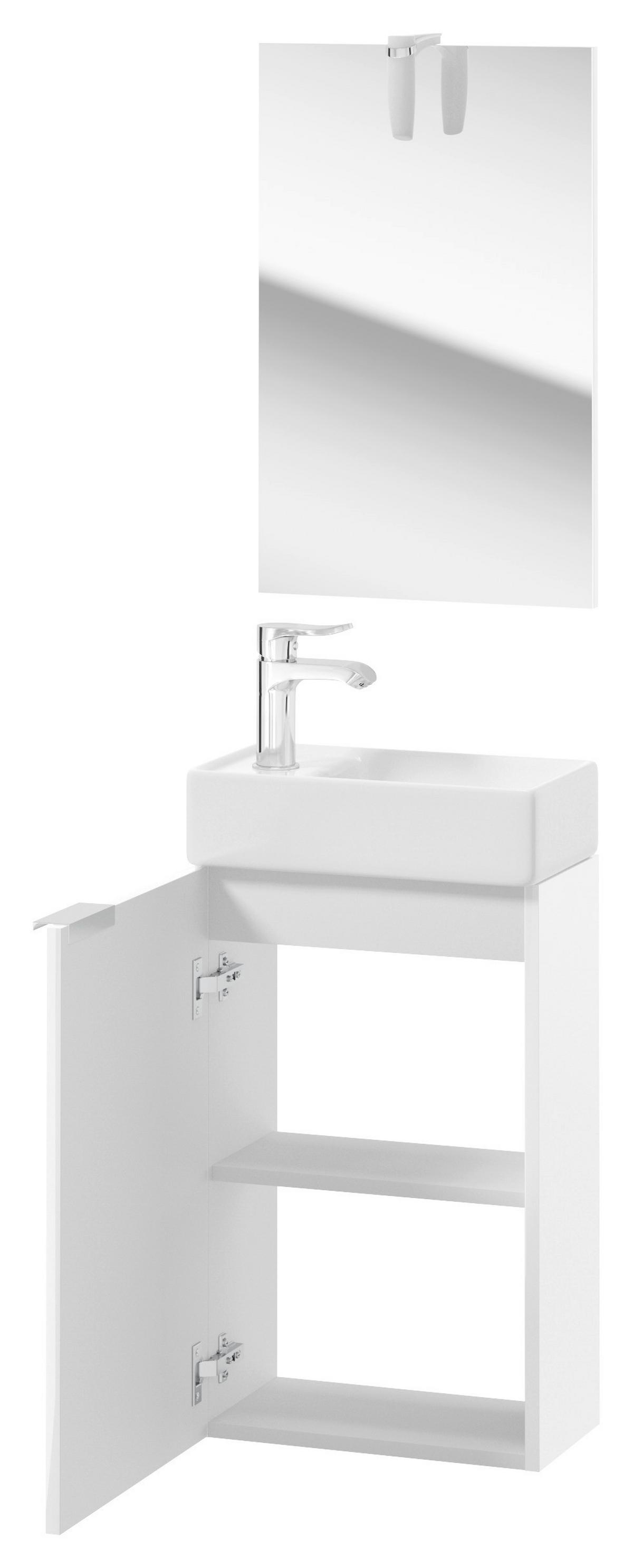 Gästebad Möbel-Set 3-Tlg. Grin B: 40 cm Weiß - Weiß, Basics, Keramik/Holzwerkstoff (41/60/20cm) - MID.YOU