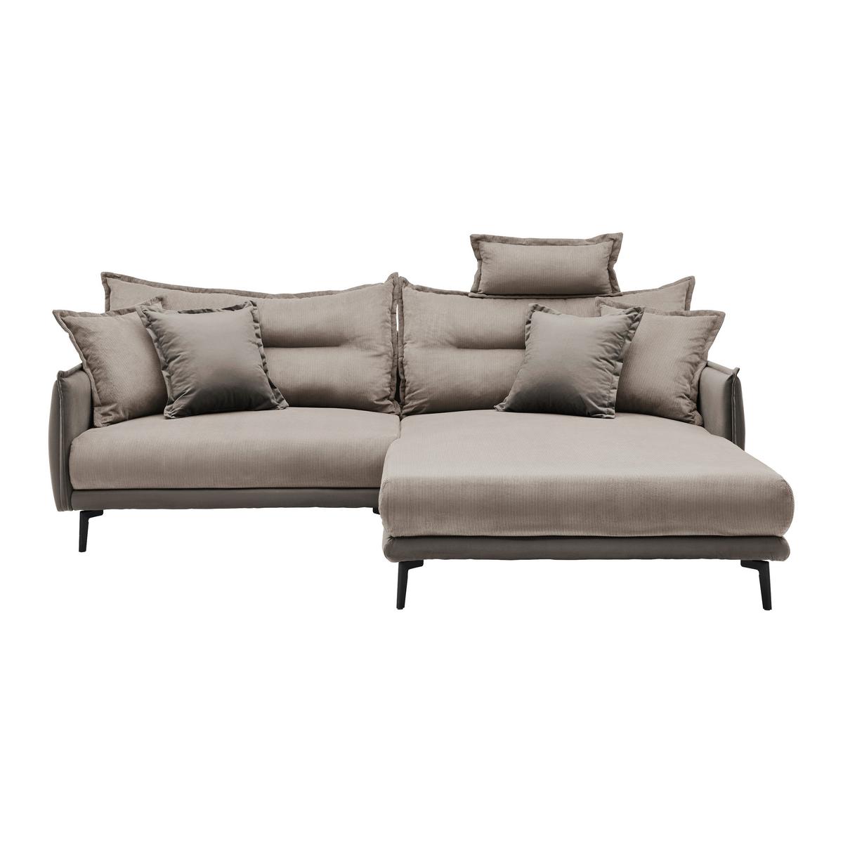 Rohová sedačka NUOVO, obojstranná, sivohnedá - čierna/taupe, Modern, kov/textil (245/190cm) - Mömax