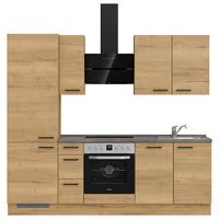 Kuchyňská linka 240 cm, dub Sierra - barvy dubu/černá, Moderní, kov/kompozitní dřevo (240cm) - Nobilia