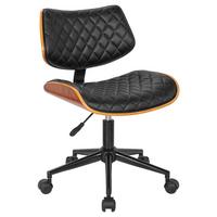 Kancelářska židle JEFF - černá/přírodní barvy, Lifestyle, kov/dřevo (48/76-86/51cm) - Premium Living