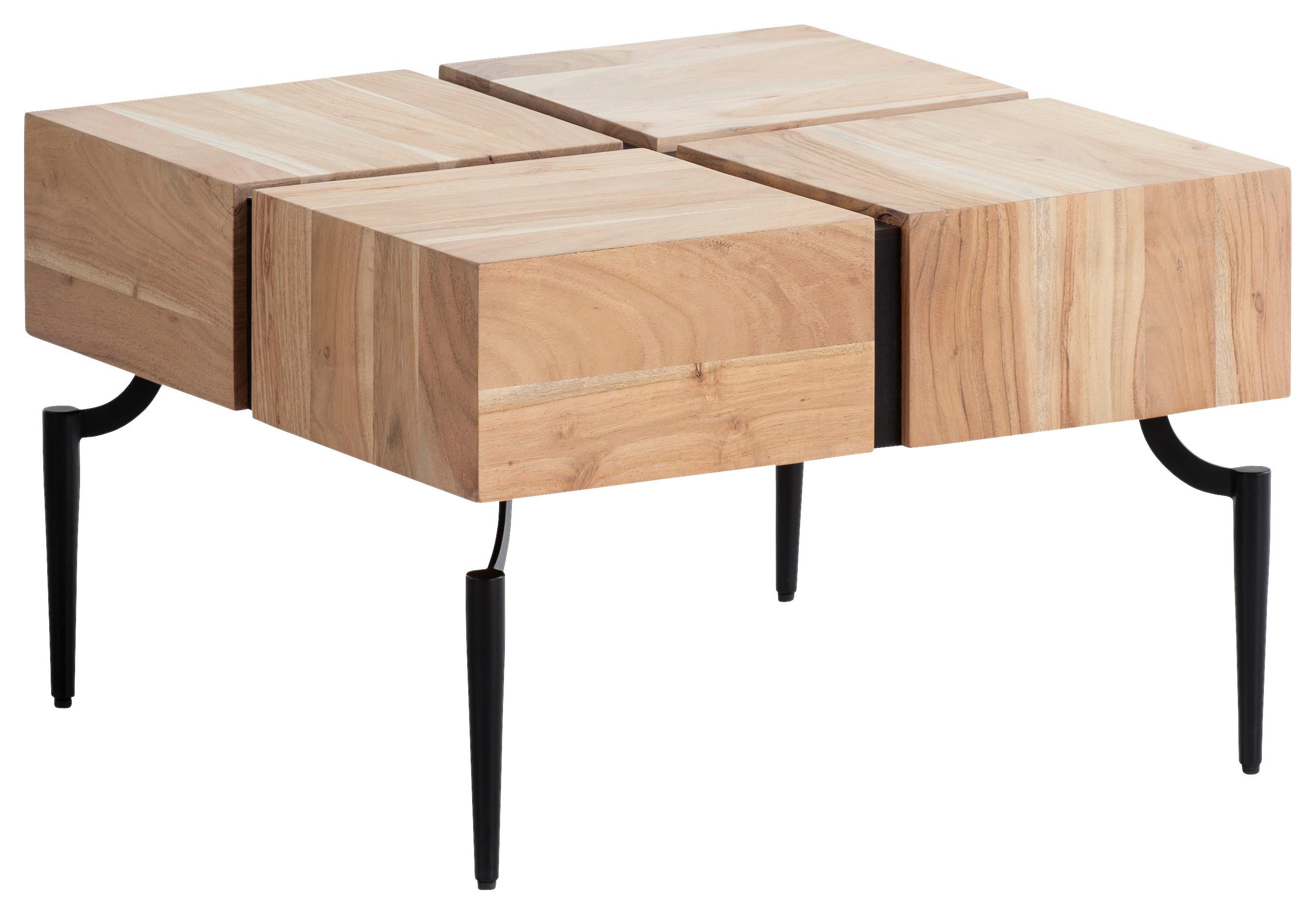 Couchtisch Wl6.979 - Schwarz/Akaziefarben, Design, Holz/Metall (60/60/40cm) - Livetastic