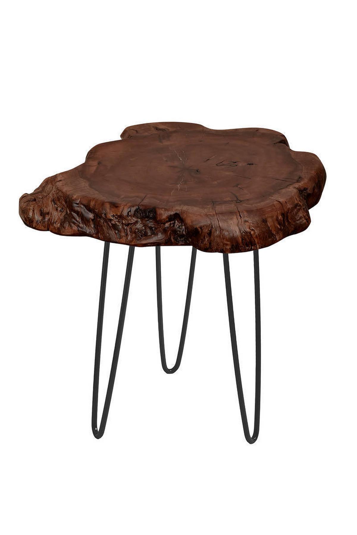Beistelltisch Woody Dunkelbraun/Schwarz - Dunkelbraun/Schwarz, Basics, Holz/Metall (30/30/40cm) - Kayoom
