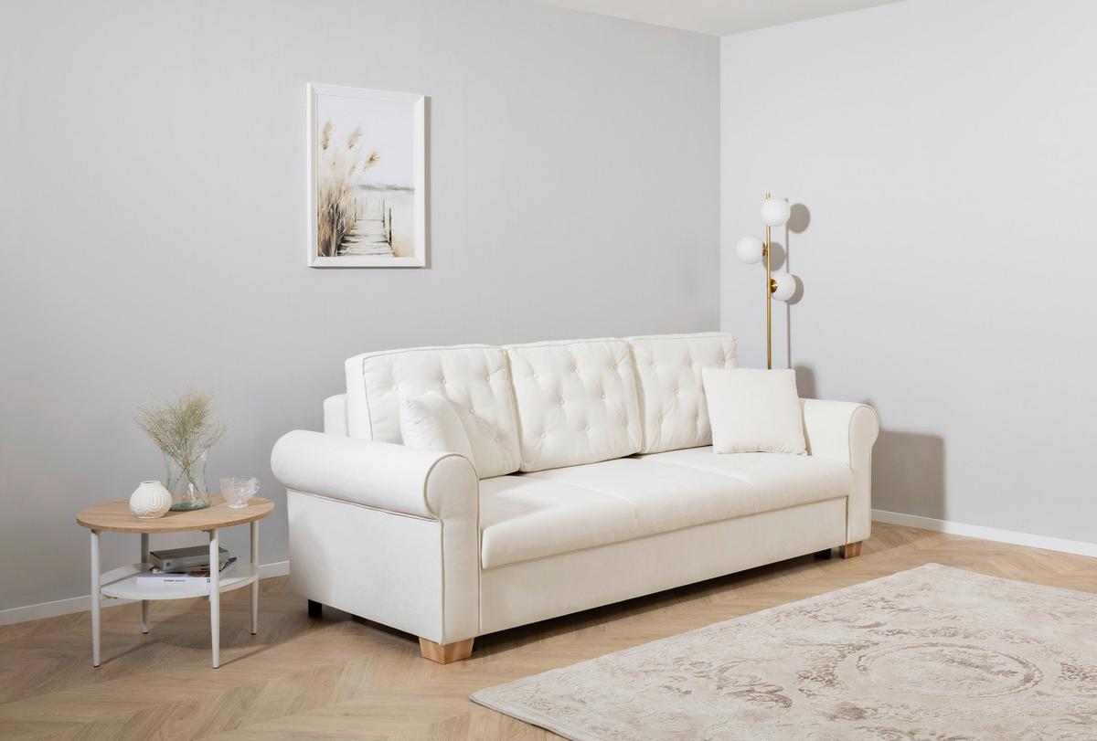 Schlafsofa Arles, Creme 02 B: 240 Cm - Buchefarben/Creme, Design, Textil (240/94/98cm) - MID.YOU