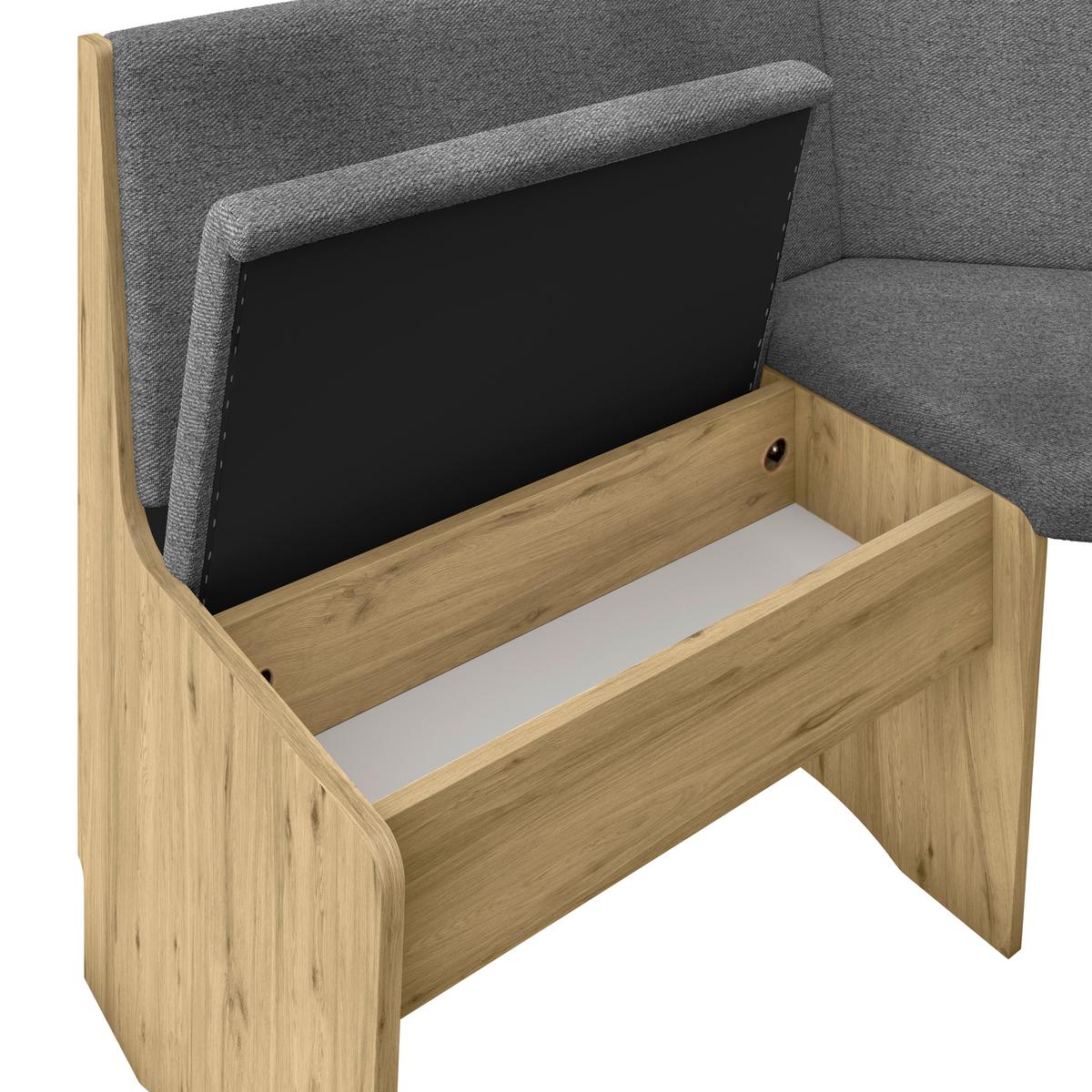 Eckbank Leipzig Webstoff dunkelgrau, 125x165cm - Dunkelgrau/Eiche Artisan, ROMANTIK / LANDHAUS, Holzwerkstoff/Textil (125/165cm)